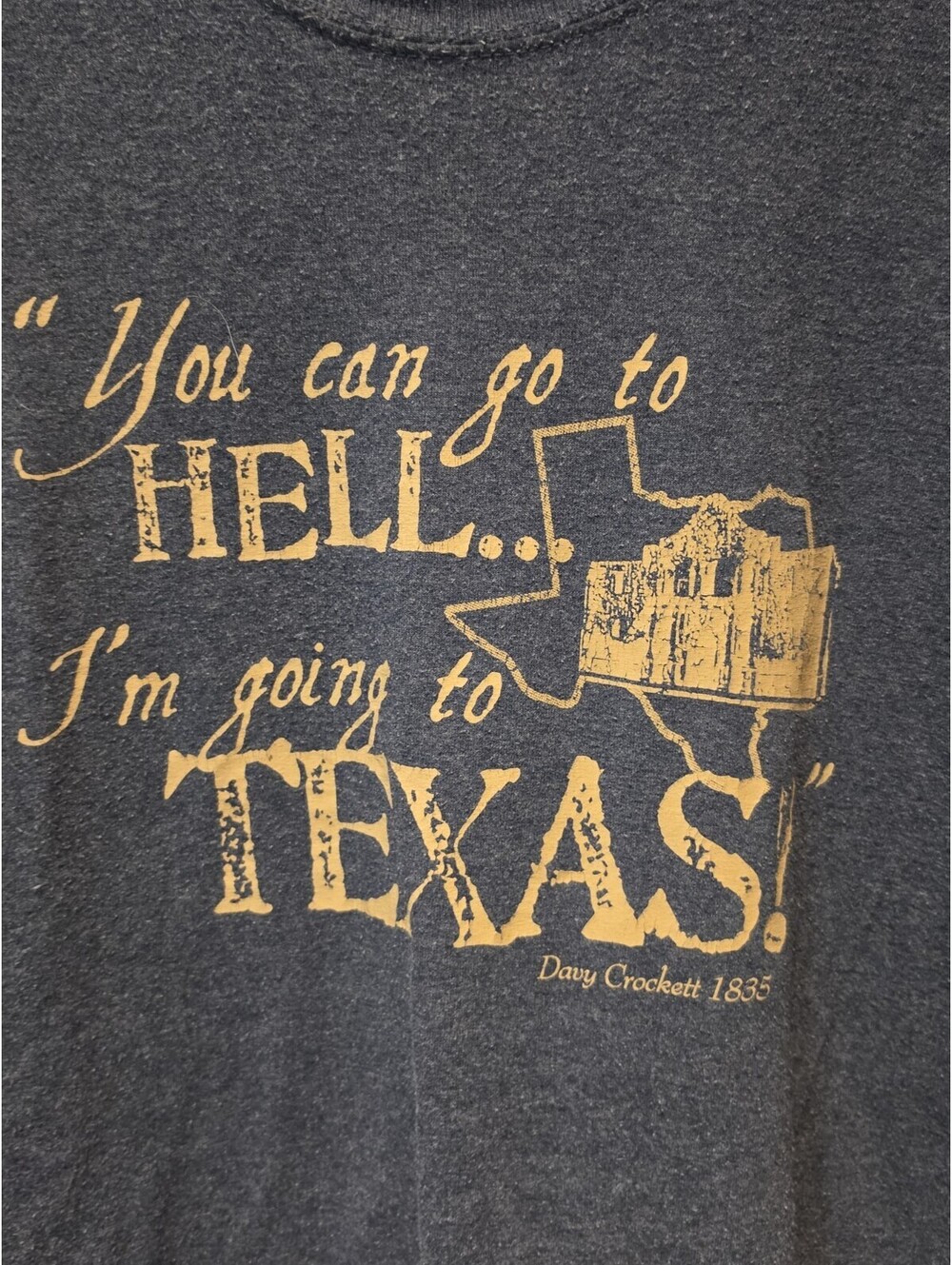 Texas Davy Crockett  Navy Blue Tourist T-Shirt Size 2XL
